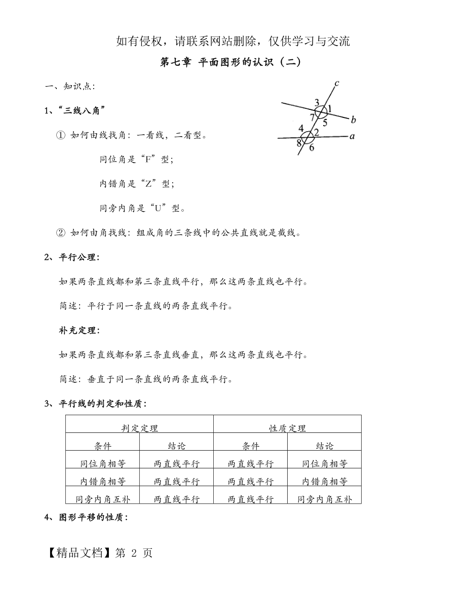 (最新)苏科版七下数学知识点总结培训资料.doc_第2页