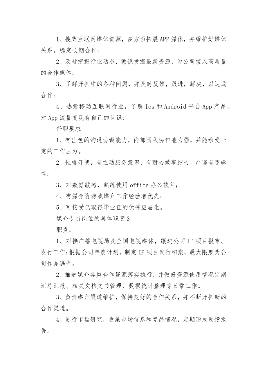 媒介专员岗位的具体职责表述.docx_第2页