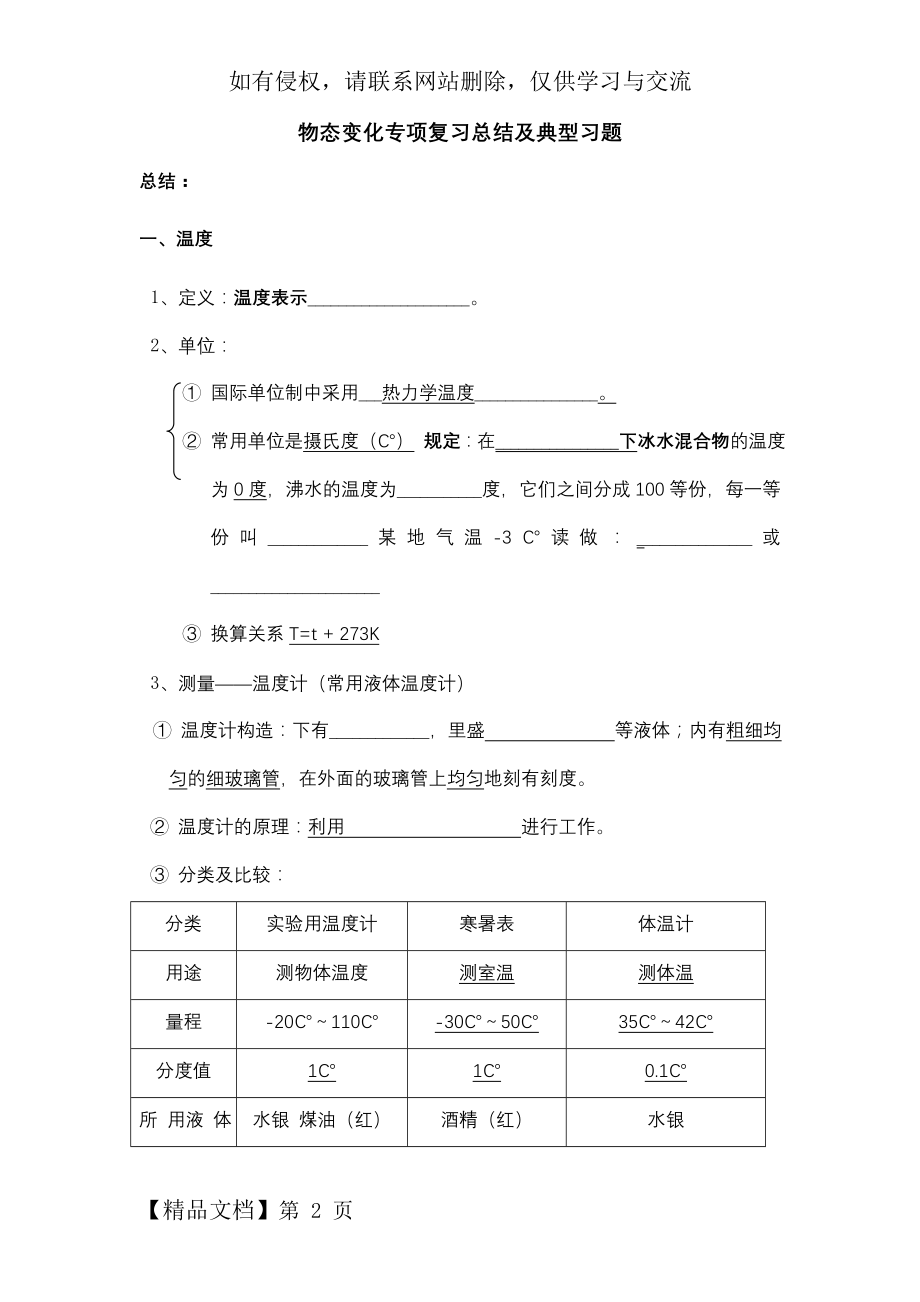 初中物理物态变化中考专项复习知识点总结及典型题12页word文档.doc_第2页