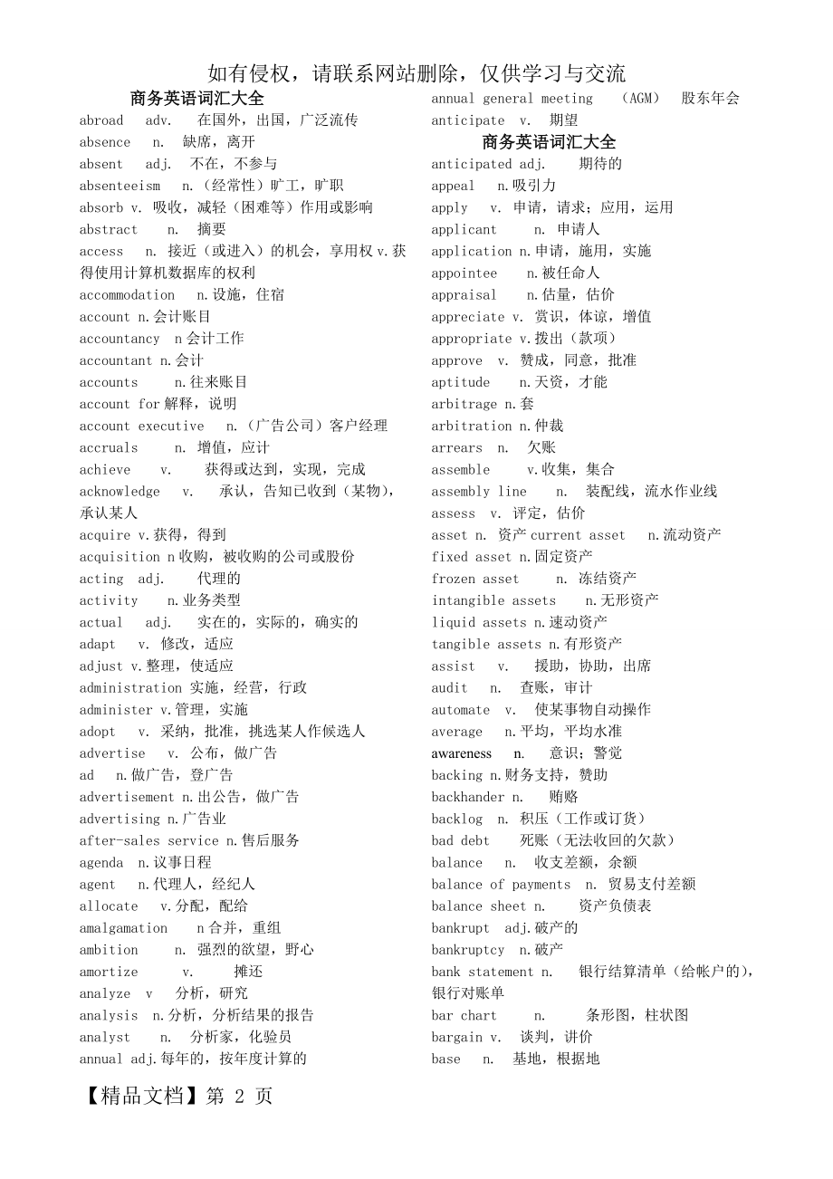 商务英语词汇大全(BEC词汇打印版)02word资料13页.doc_第2页