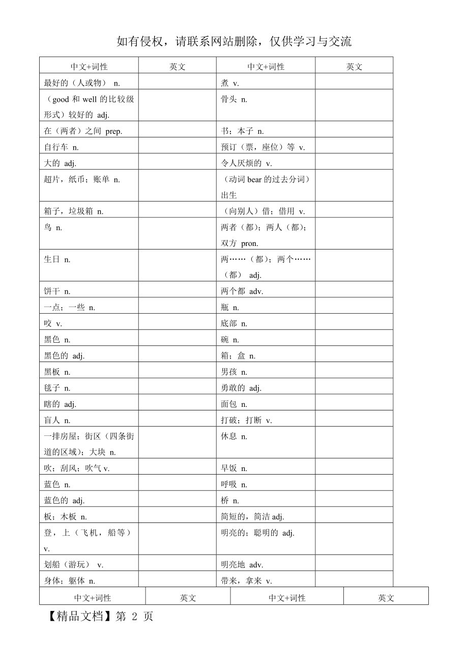 上海中考英语考纲单词、词组默写共38页word资料.doc_第2页