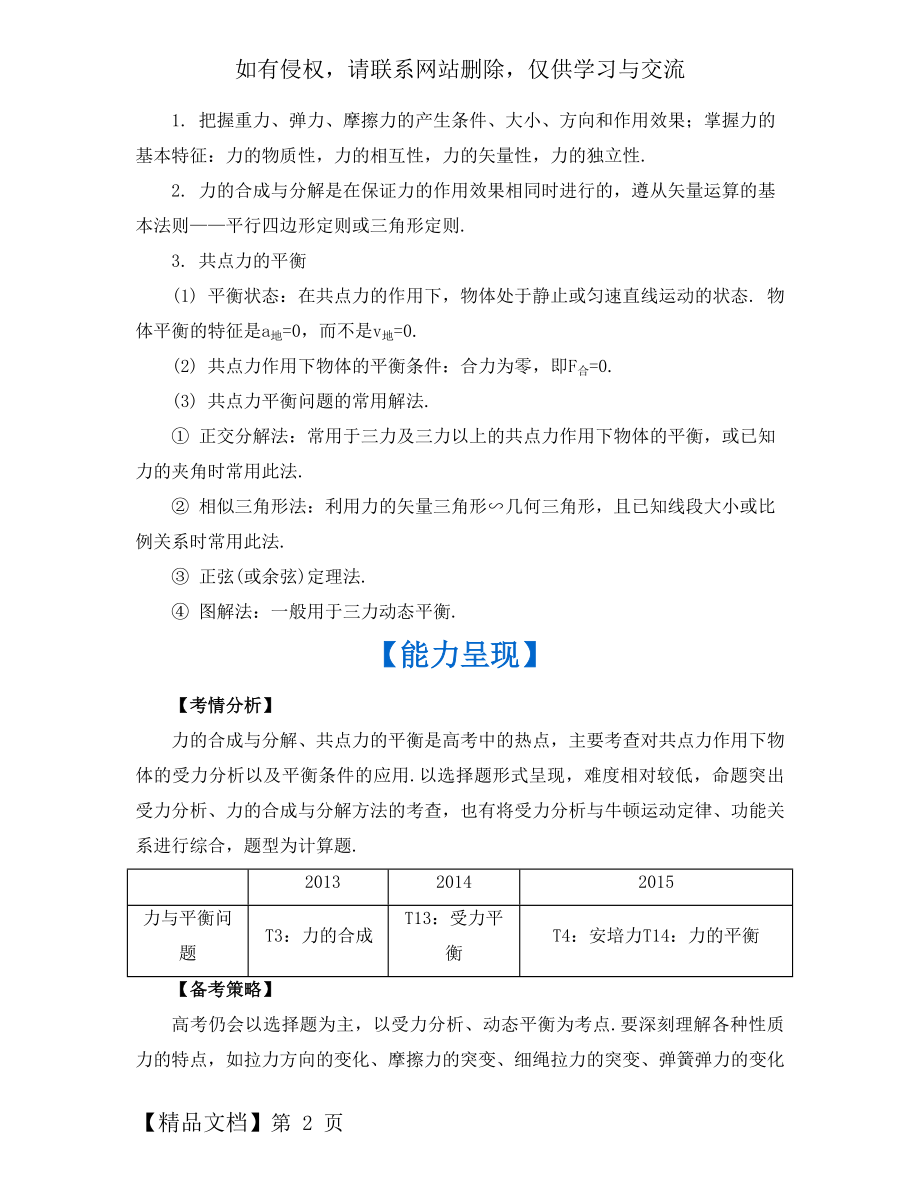 专题一 力与物体的平衡word资料15页.doc_第2页