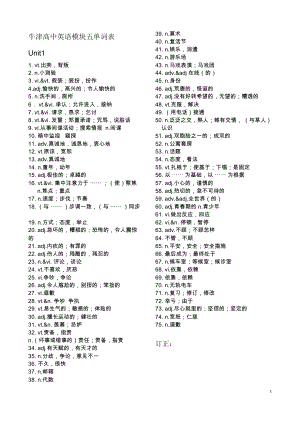 牛津高中英语模块五单词默写(中文版).doc