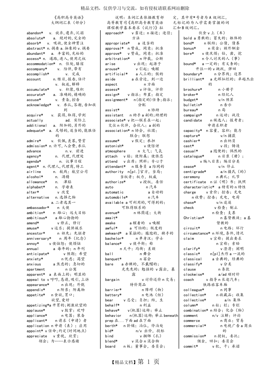 英语AB级大纲词汇表.doc_第1页