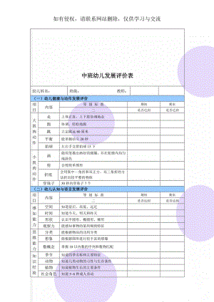 中班幼儿发展评价表-4页word资料.doc