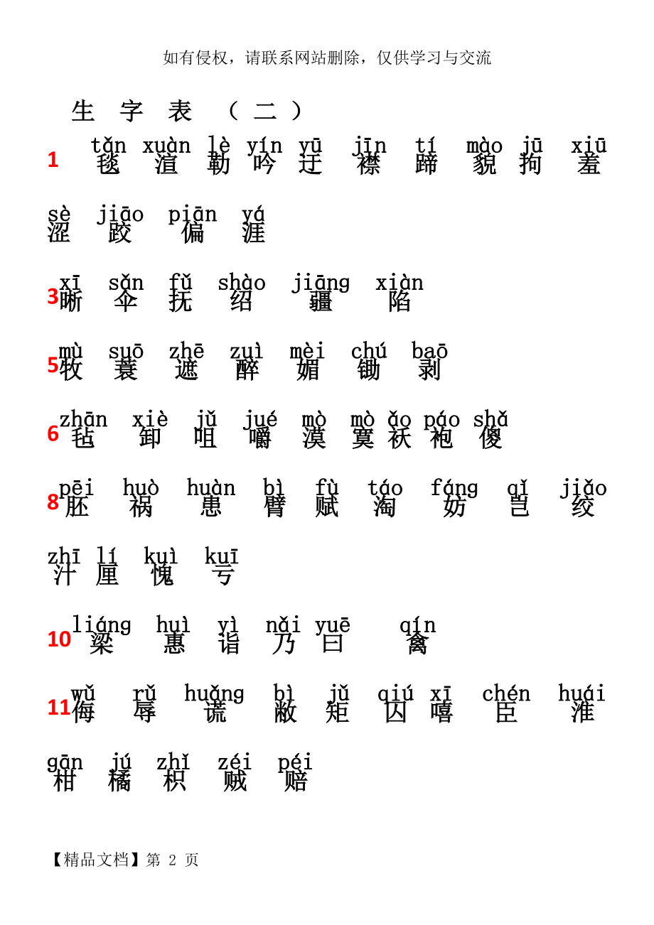 人教版语文五年级下册生字表二(带拼音)共3页word资料.doc_第2页