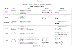 平面、立体图形的特征和计算公式-六年级.doc