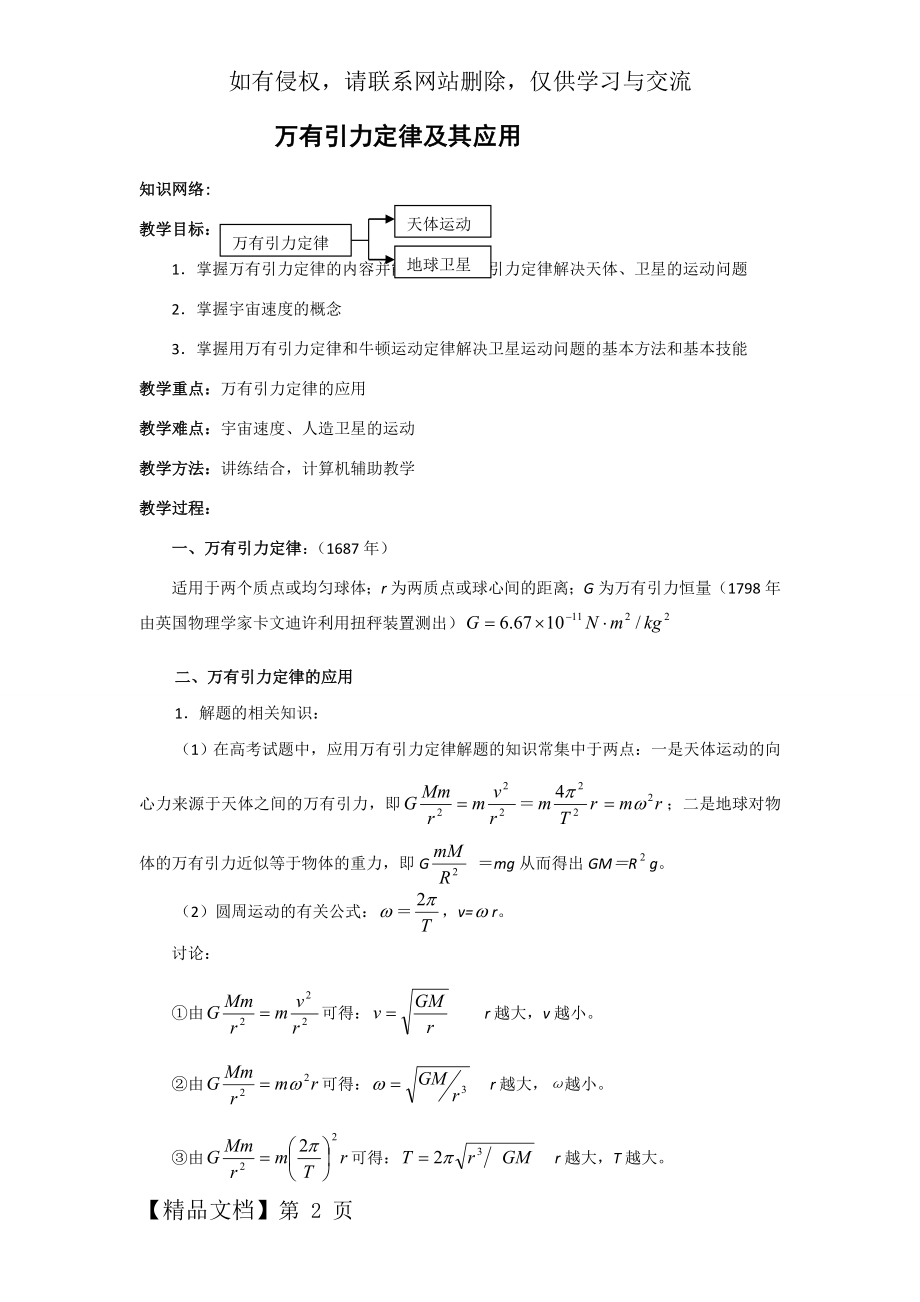 万有引力定律公式讲解、例题及其应用[1]1共13页word资料.doc_第2页