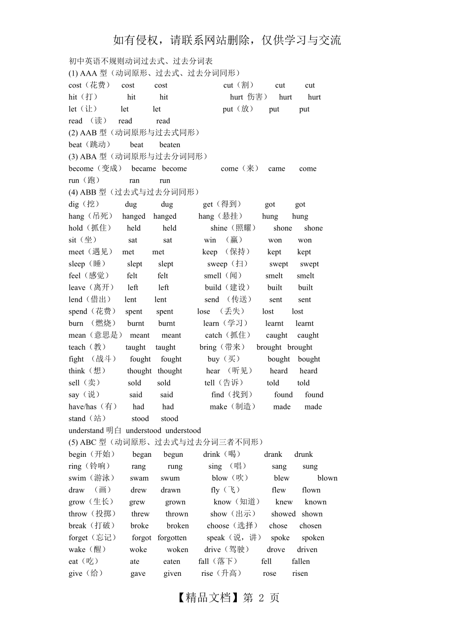 初中英语动词过去式.doc_第2页