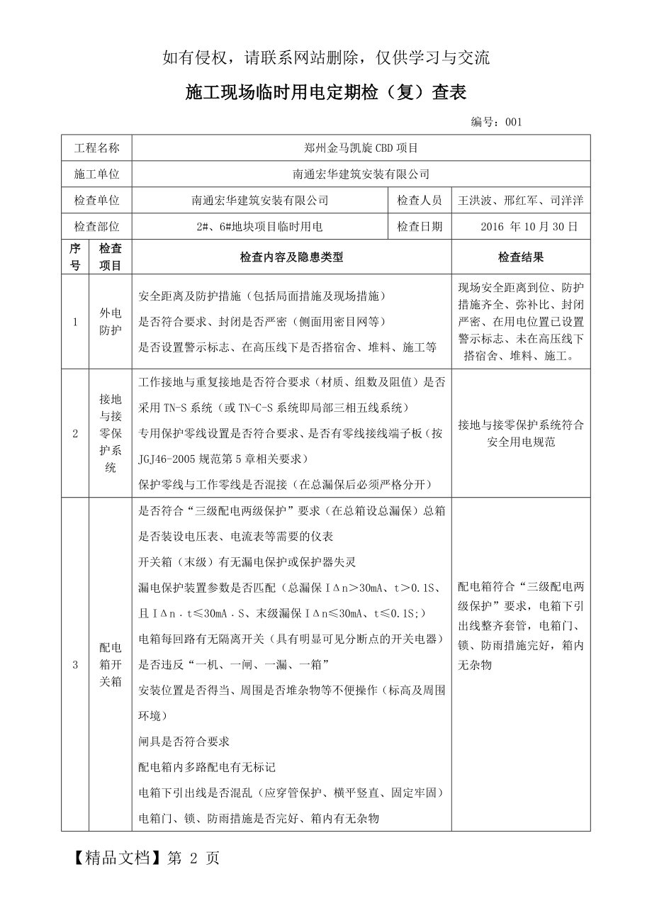 施工现场临时用电检查表.doc_第2页