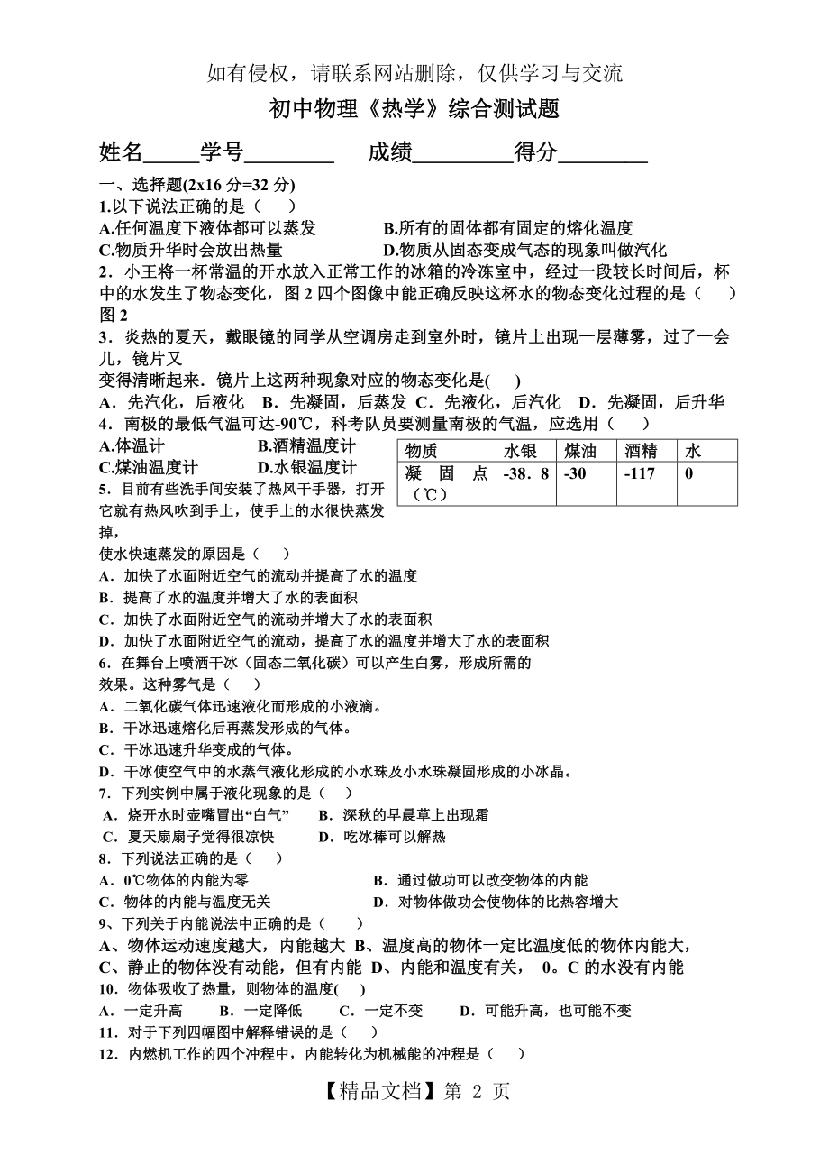 初中物理-热学综合测试题分享.doc_第2页