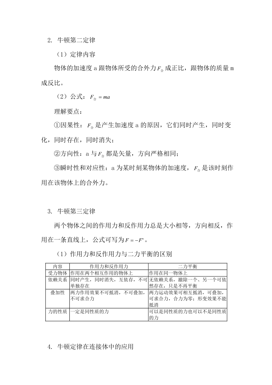 专题三 牛顿运动定律知识点总结.doc_第2页