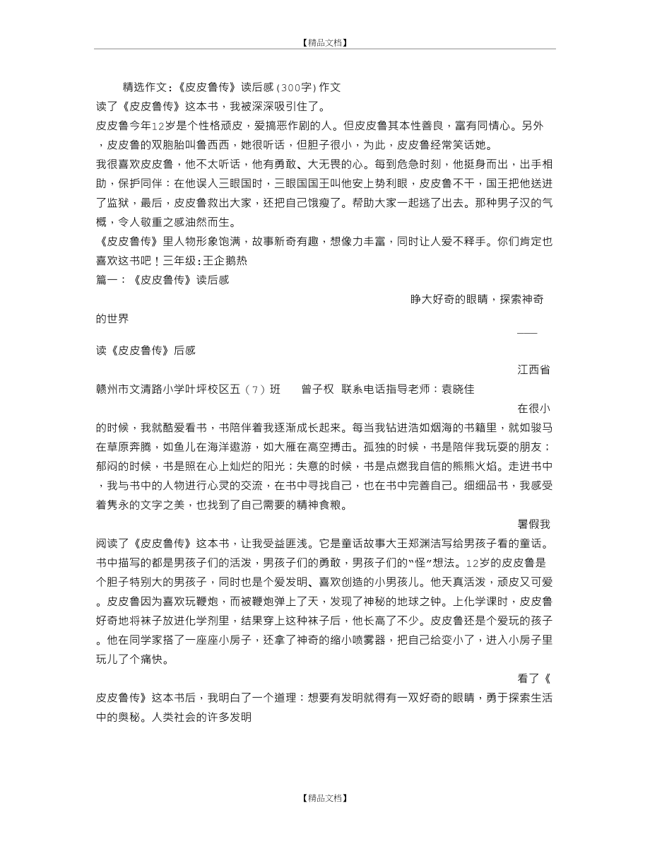 《皮皮鲁传》读后感(300字)作文.doc_第2页