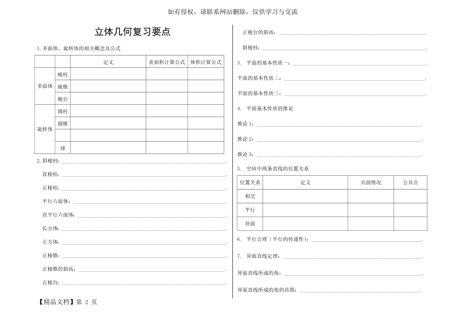 中职数学立体几何复习要点共4页.doc_第2页