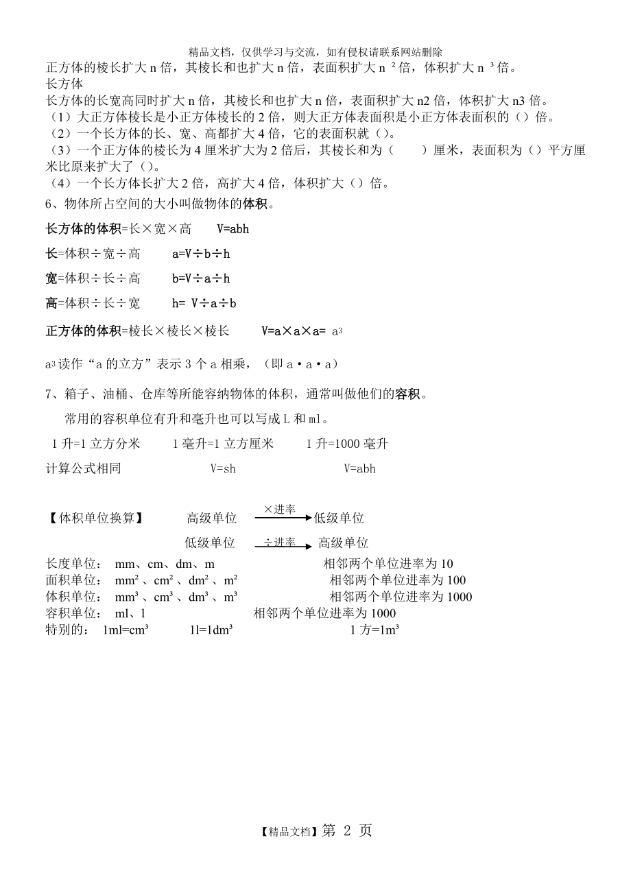 精华版长方体和正方体知识点复习整理.doc_第2页