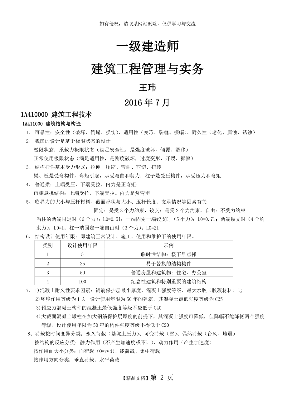 一级建造师筑工程管理实务-复习资料.doc_第2页