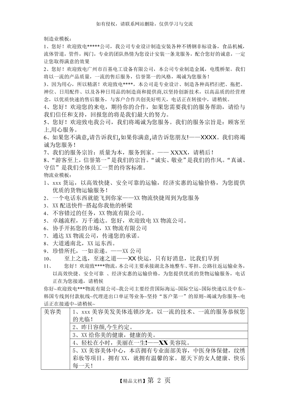 企业彩铃台词模板.doc_第2页