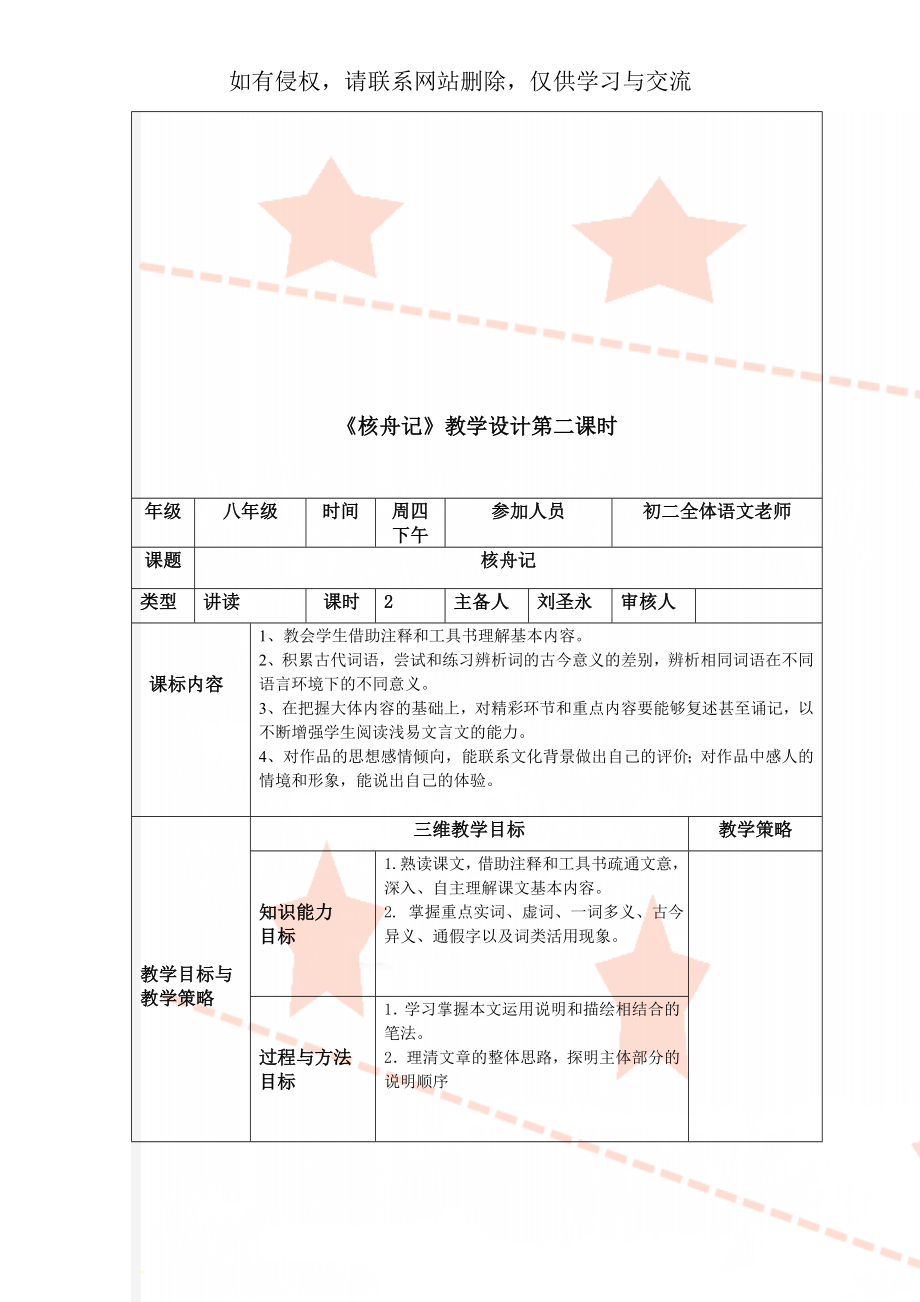 《核舟记》教学设计第二课时共7页.doc_第1页