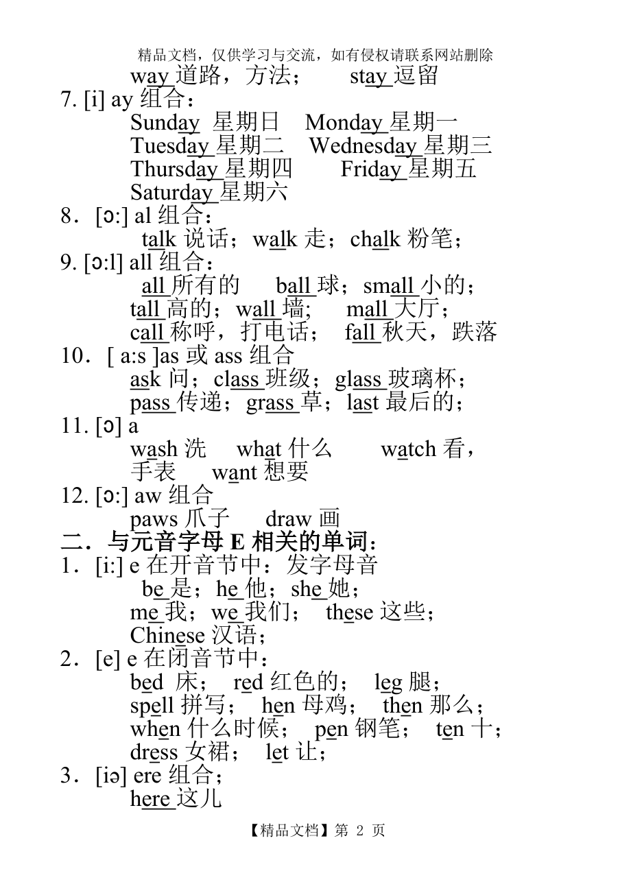 小学英语-常用字母或字母组合发音规律.doc_第2页