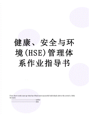 健康、安全与环境(HSE)管理体系作业指导书.doc