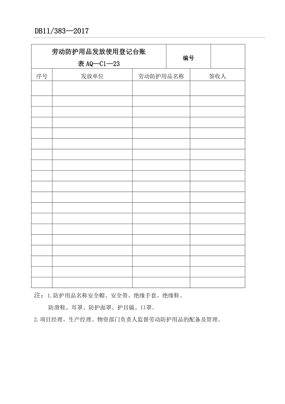 劳动防护用品发放使用登记台账.doc_第1页