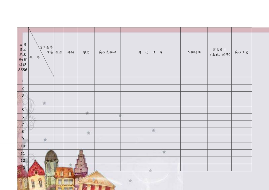 公司员工花名册(模板)88556.doc_第1页