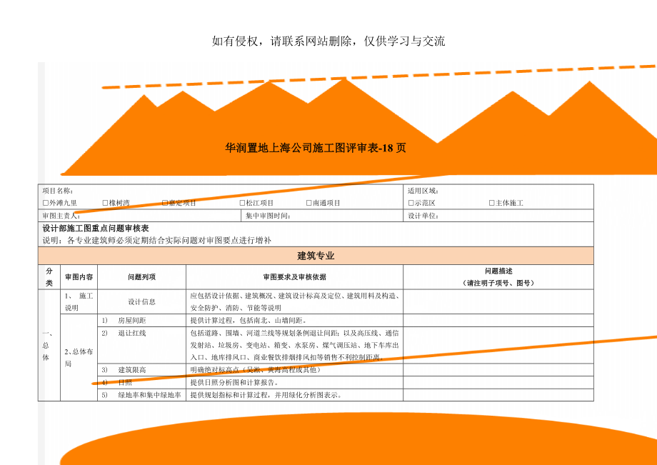 华润置地上海公司施工图评审表-18页共17页文档.doc_第1页