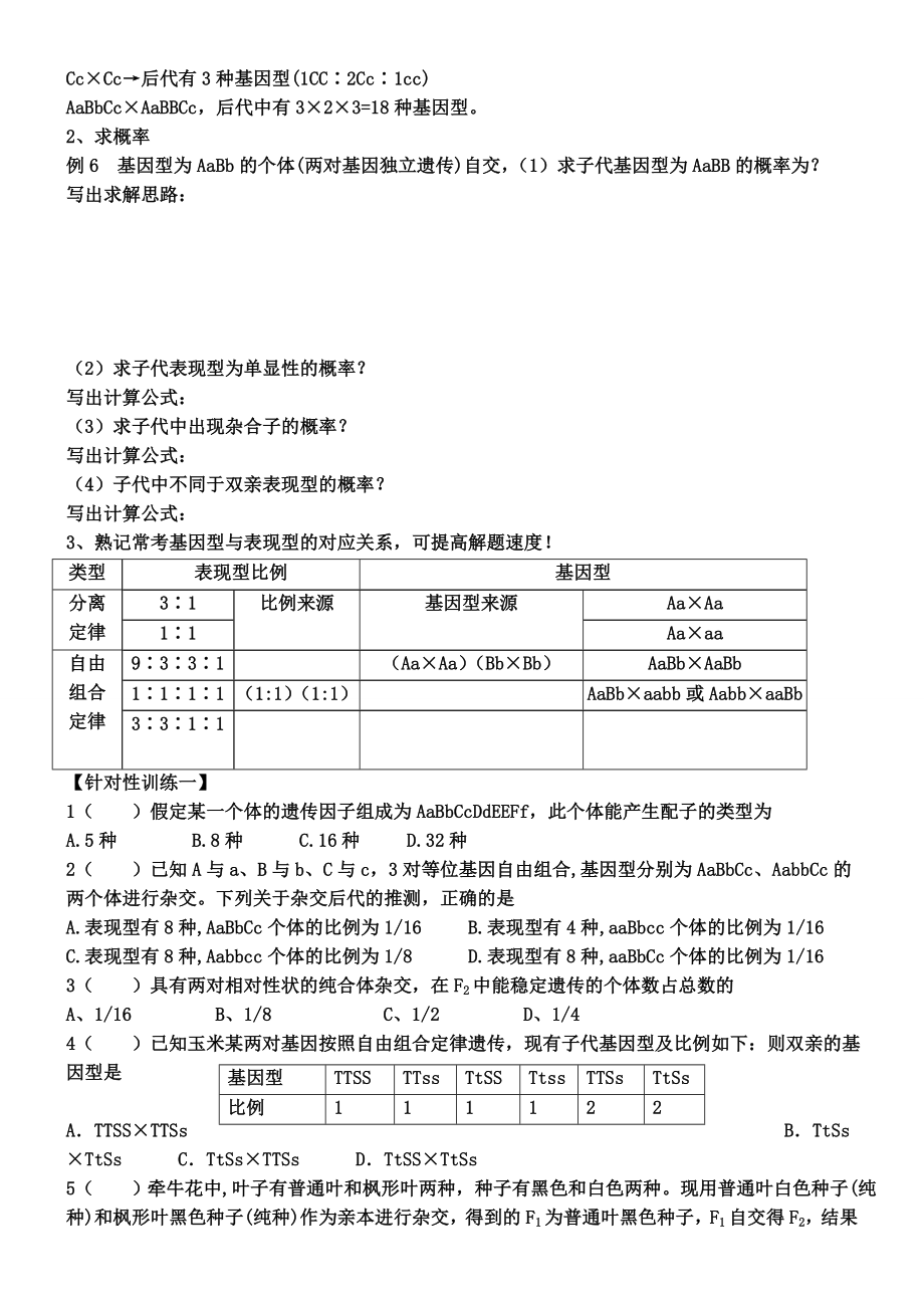 自由组合定律题型归纳及答案.doc_第2页