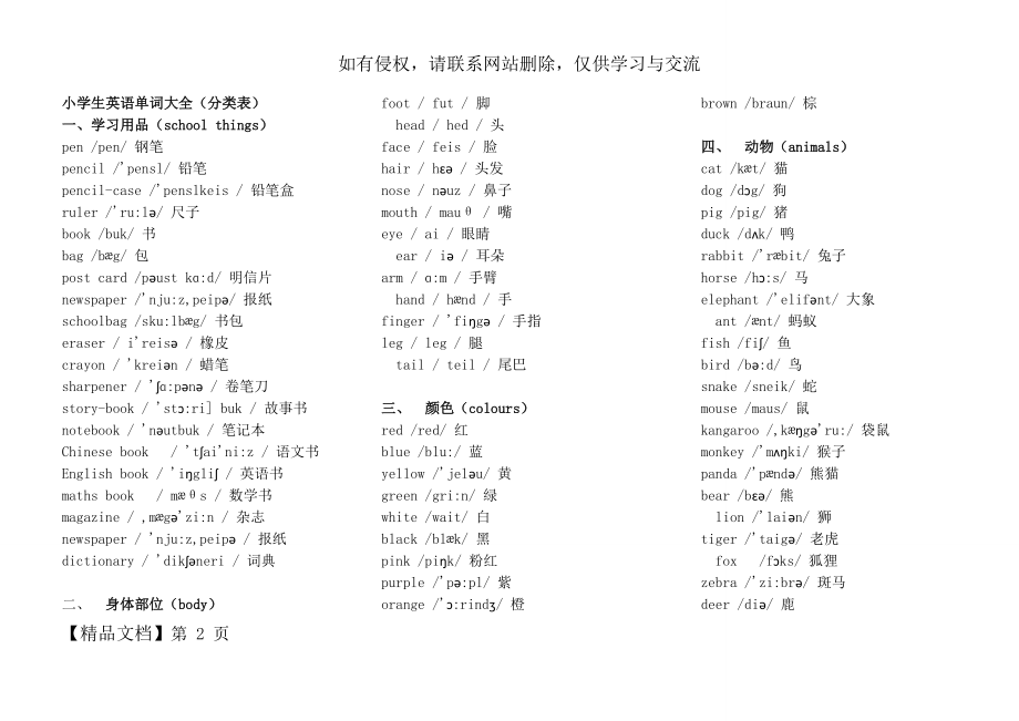 小学生英语单词大全(分类表).doc_第2页