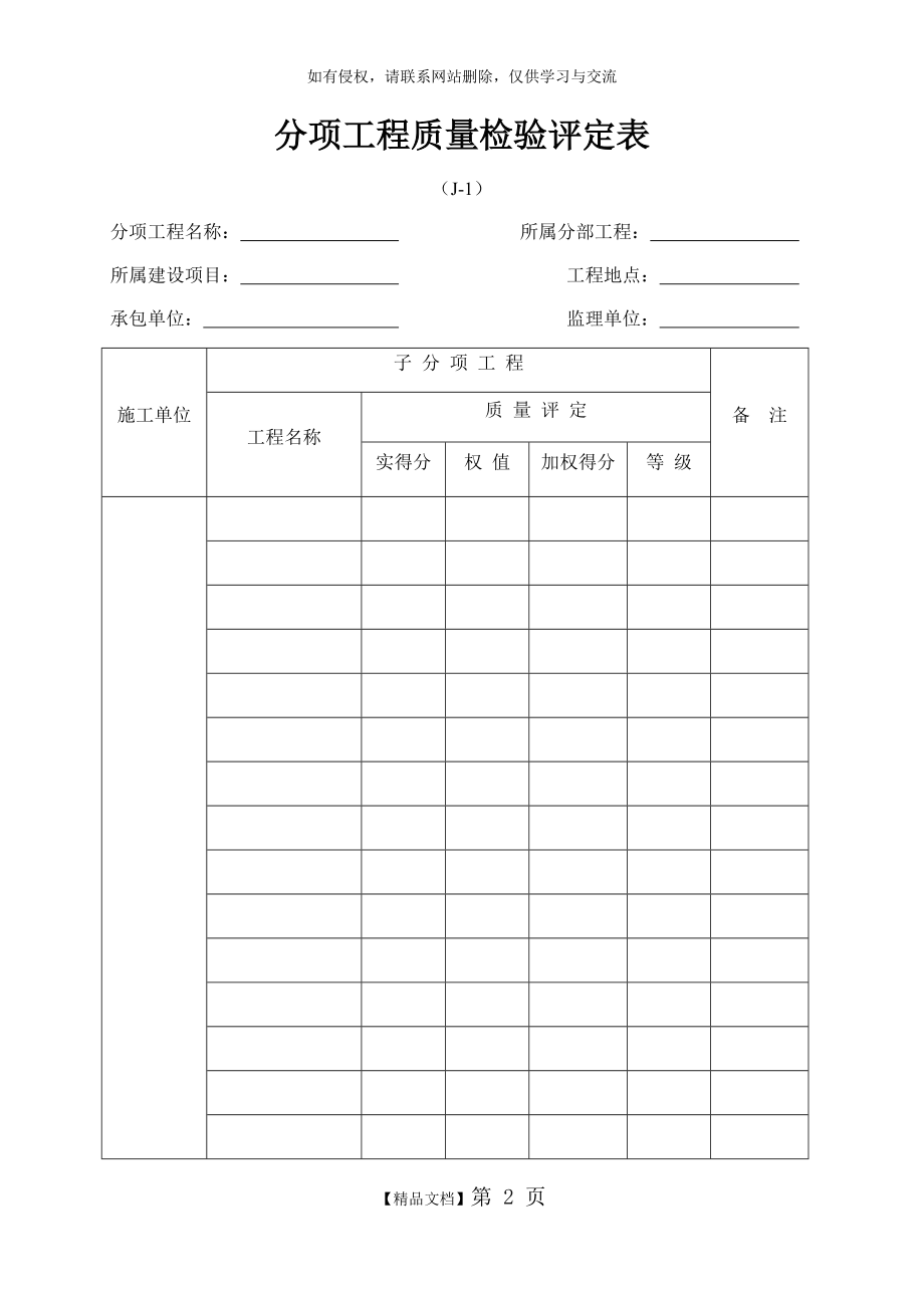 分项工程质量检验评定表.doc_第2页