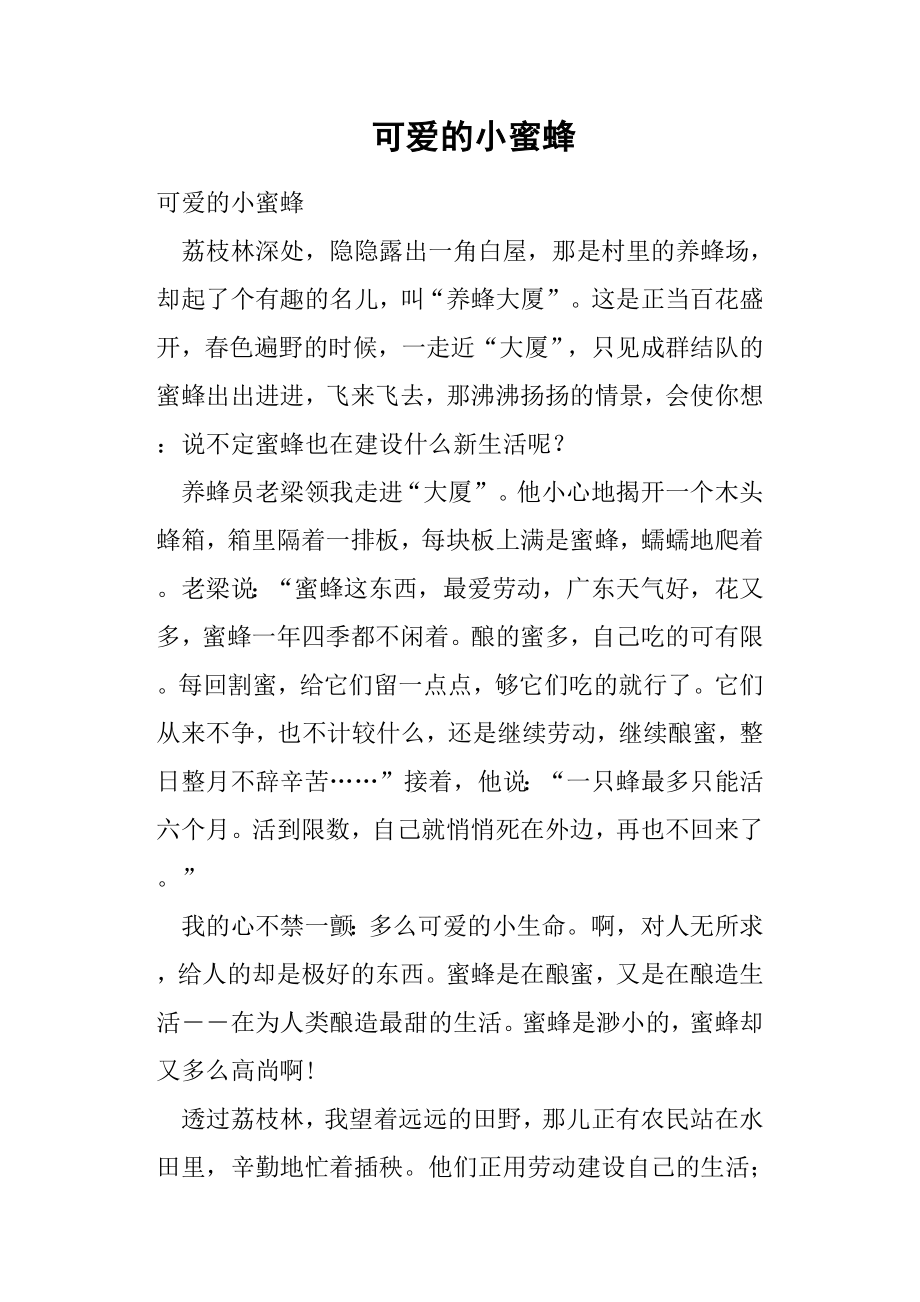 可爱的小蜜蜂教案.doc_第1页