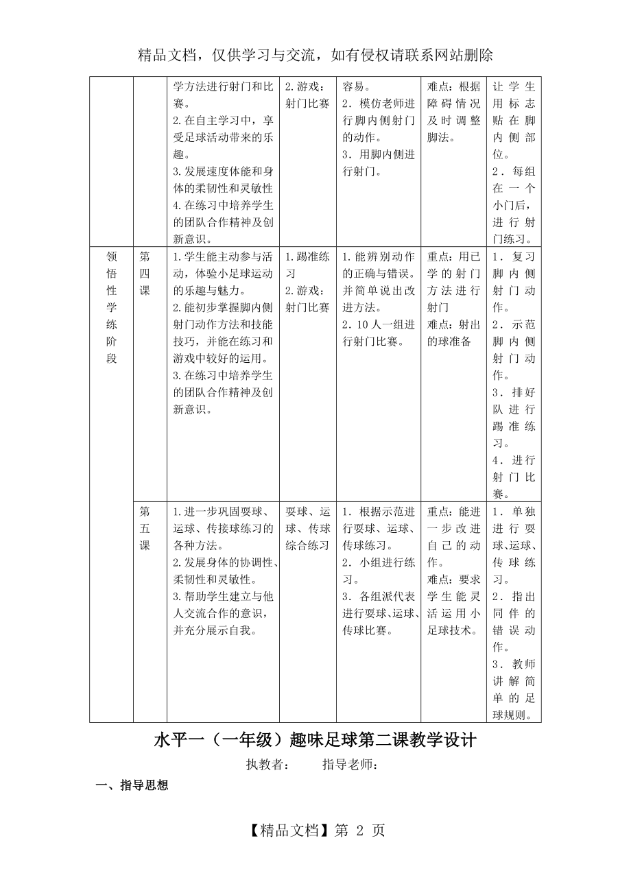 小学体育水平一(一年级)趣味足球教学设计.doc_第2页