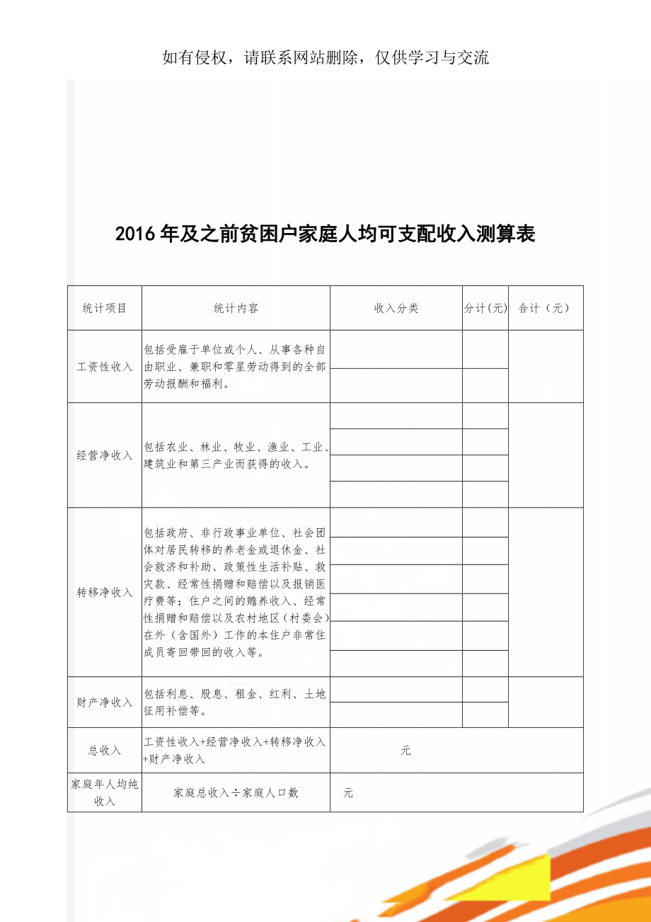 及之前贫困户家庭人均可支配收入测算表-3页文档资料.doc_第1页