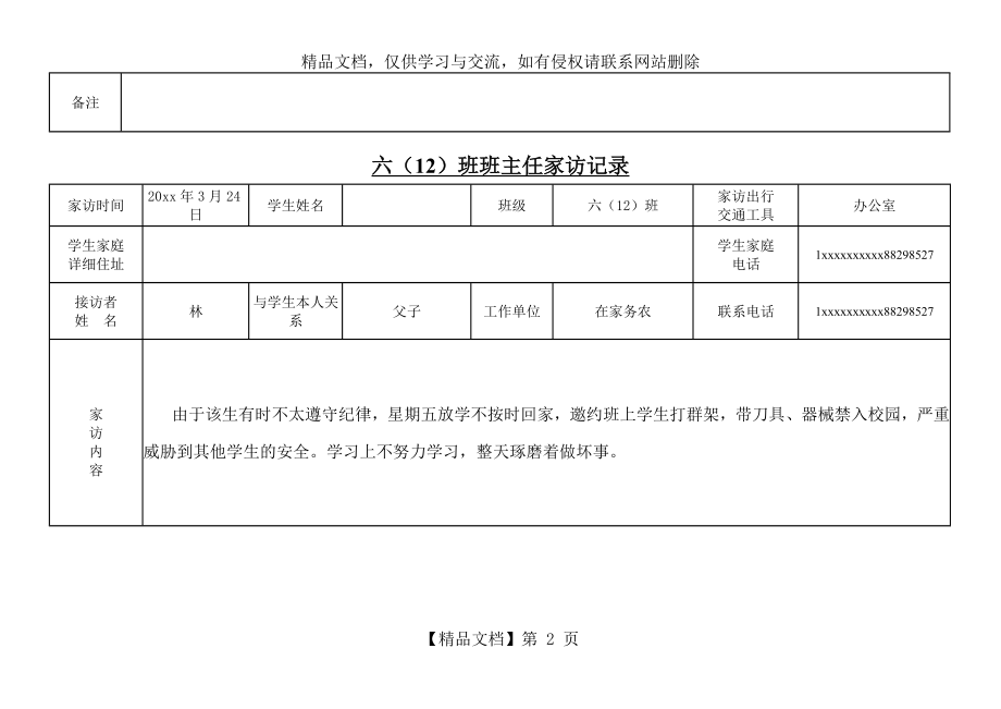 小学六年级班主任家访记录表.doc_第2页