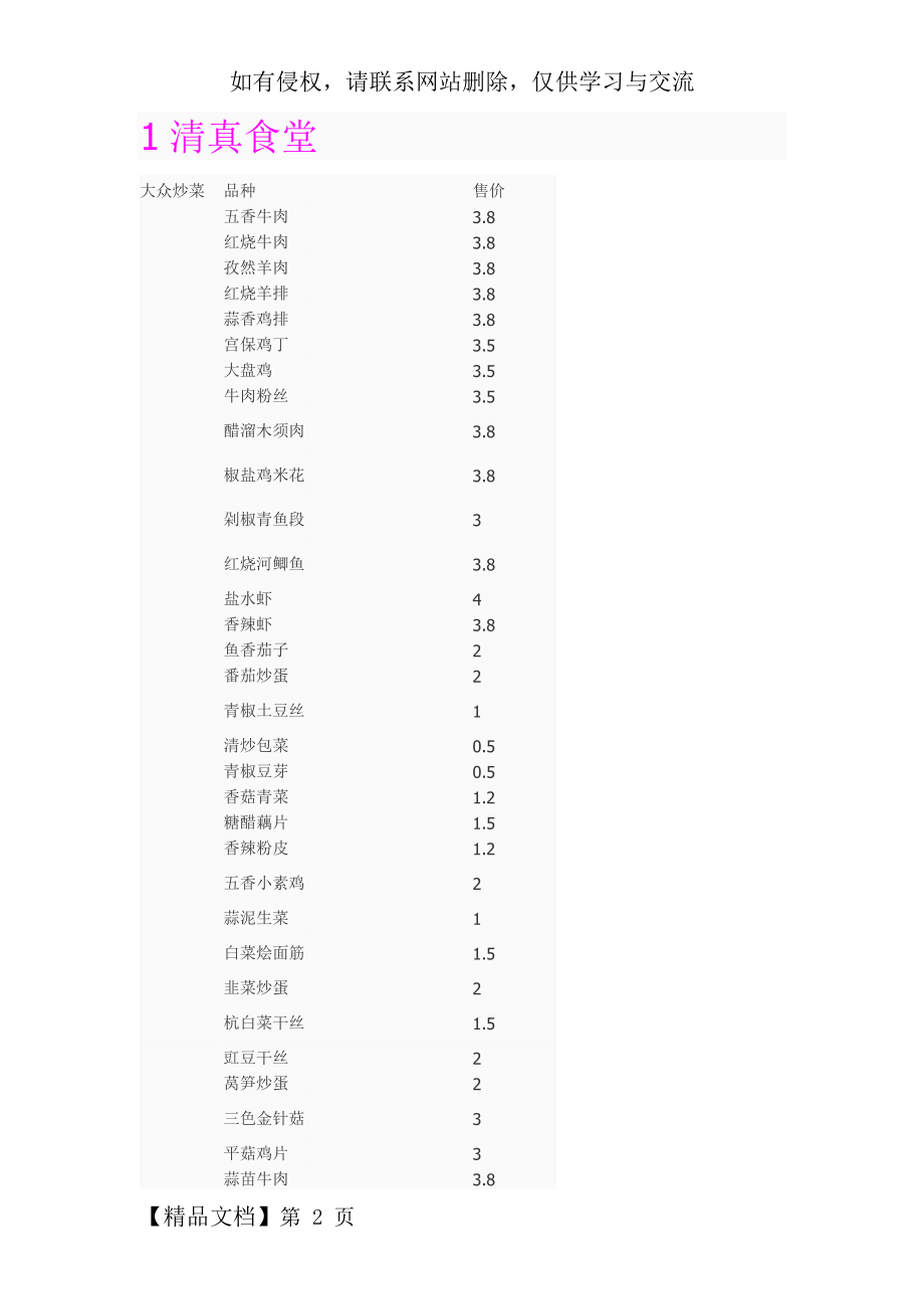 上海海事大学食堂菜谱word精品文档22页.doc_第2页