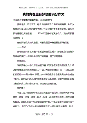 我的青春里有梦想的满分作文.docx