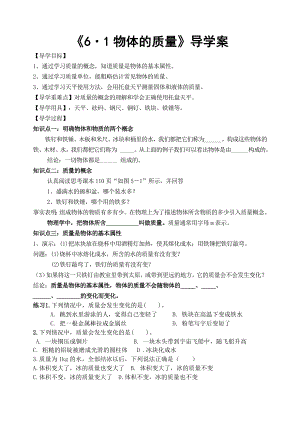 《6.1物体的质量》导学案.doc