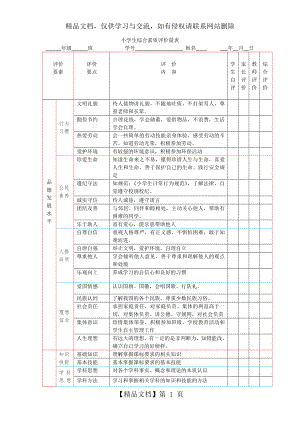 小学生综合素质评价量表.doc