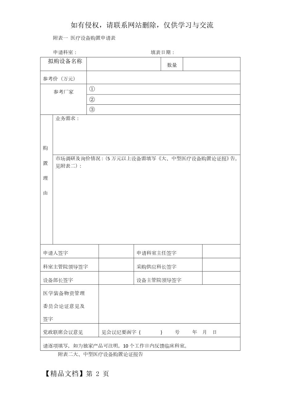 一医疗设备购置申请表共18页文档.doc_第2页