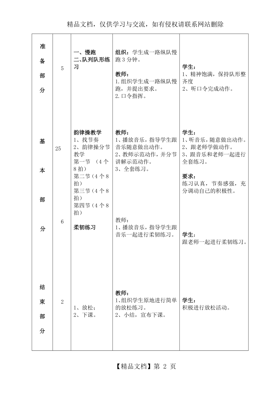 小学体育韵律操教案.doc_第2页