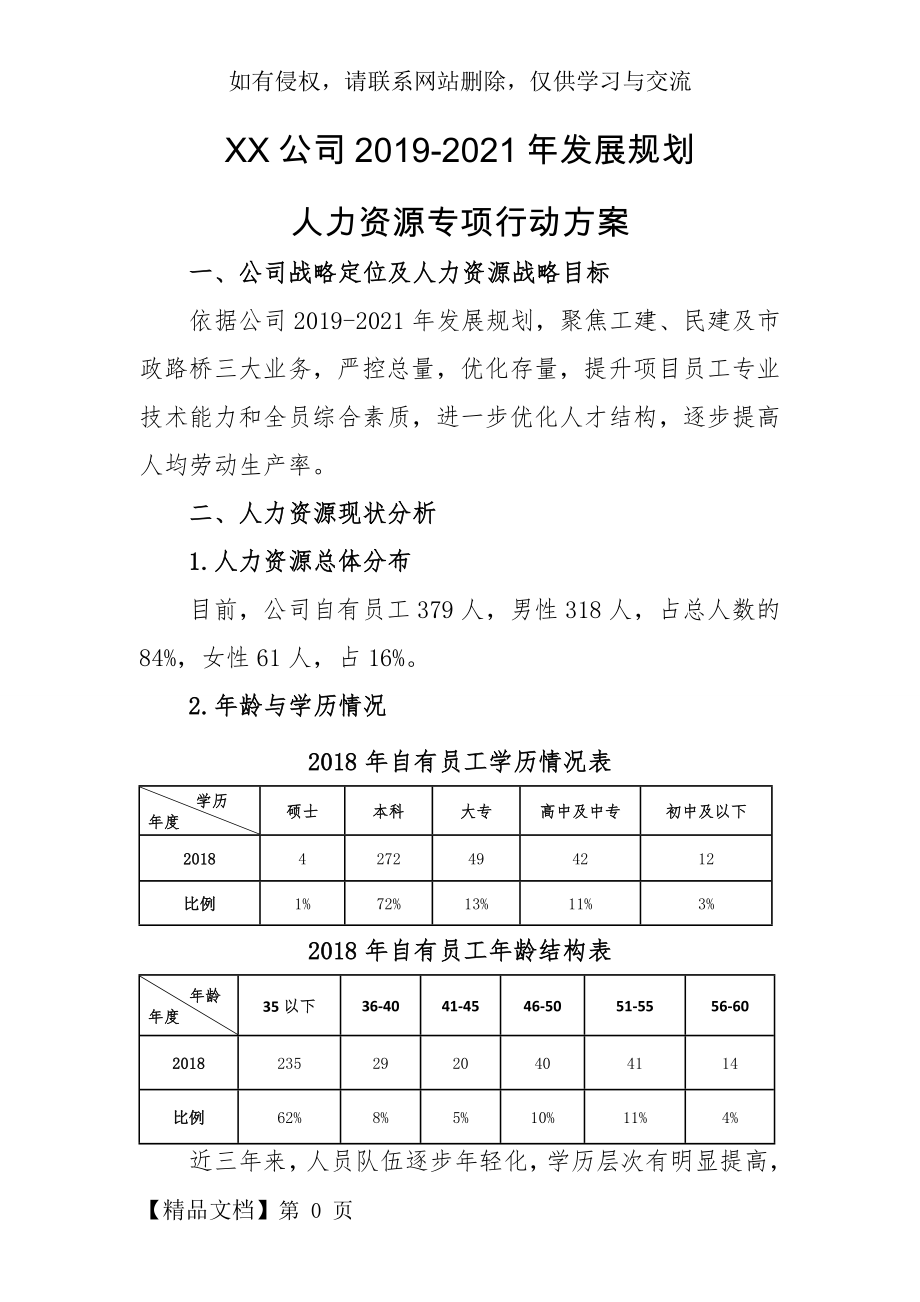 XX公司2019-2021年发展规划人力资源专项行动方案共11页.doc_第2页