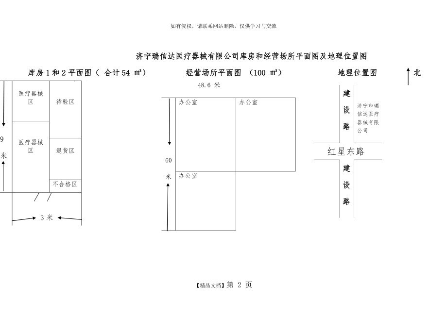 医疗器械经营企业库房和经营场所平面图及地理位置图完整版.doc_第2页