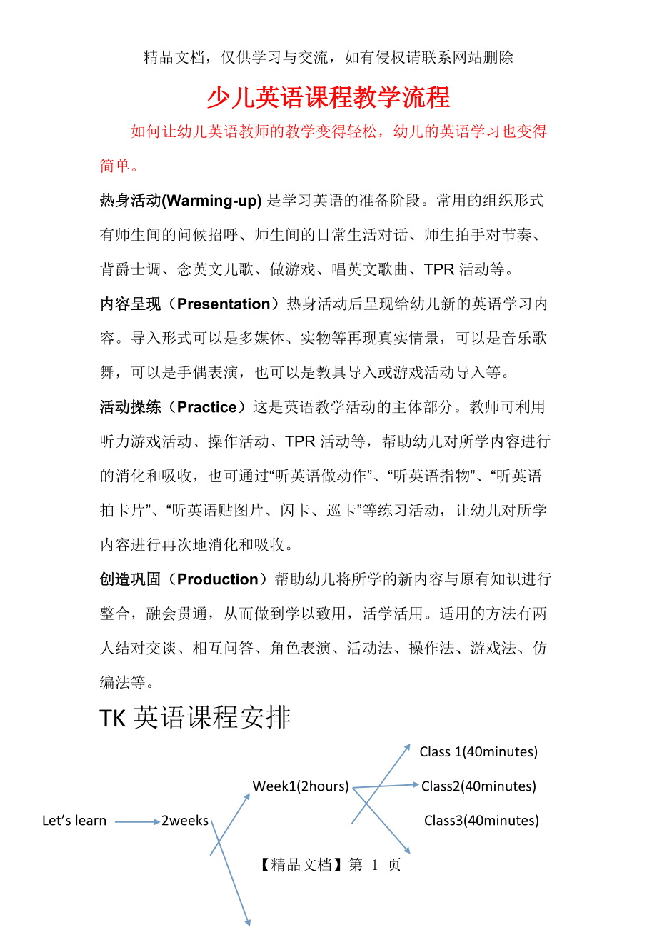 少儿英语课堂教学流程.docx_第1页