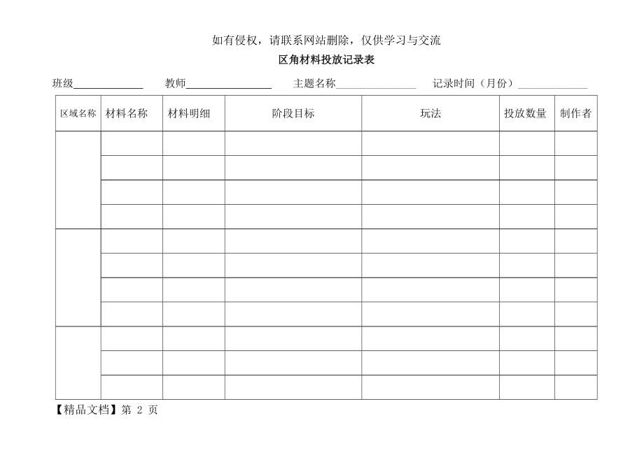 区角材料投放记录表-5页精选文档.doc_第2页