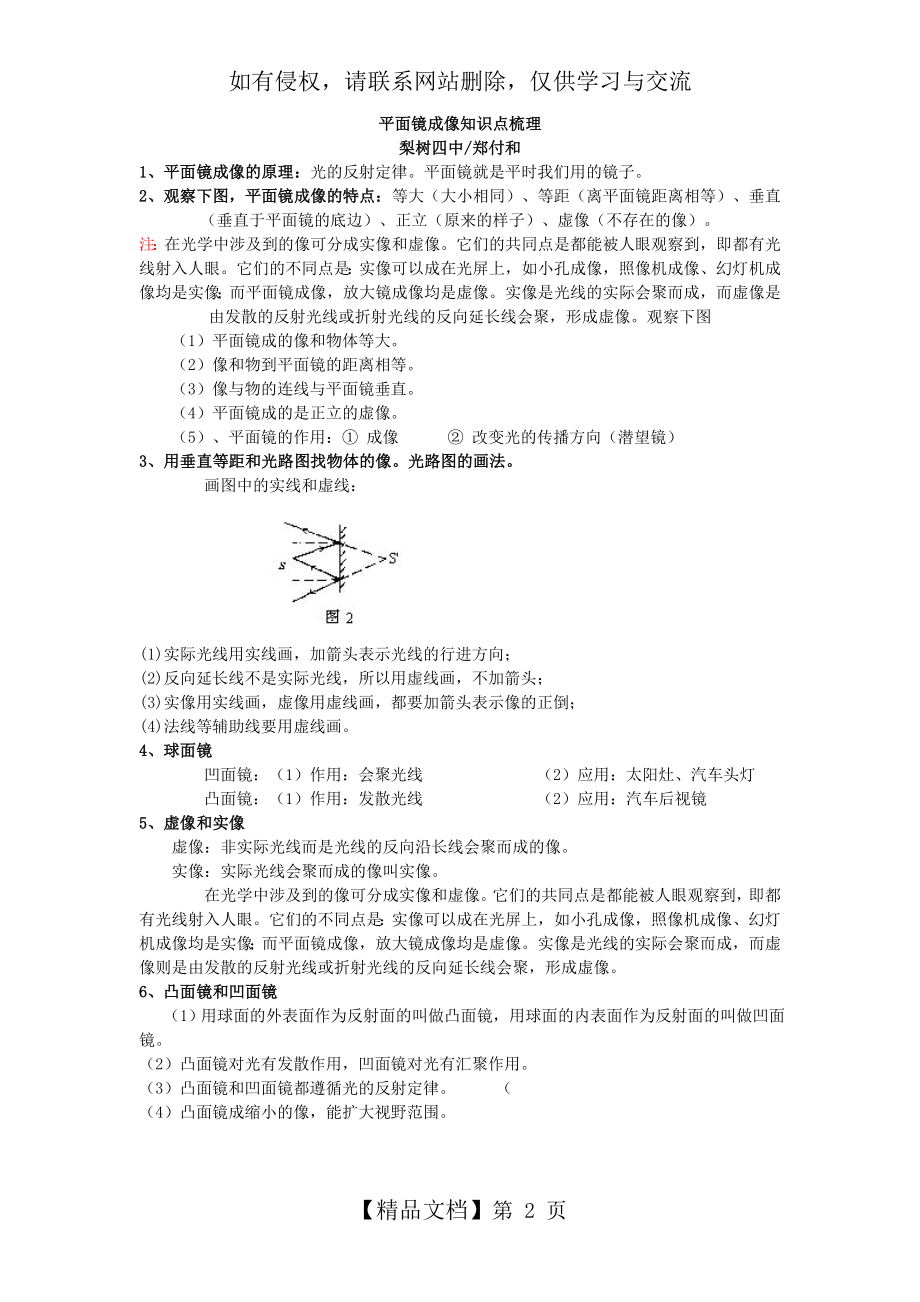 平面镜成像知识点梳理.doc_第2页