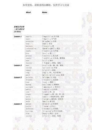 新概念英语第二册分课单词(含音标).doc