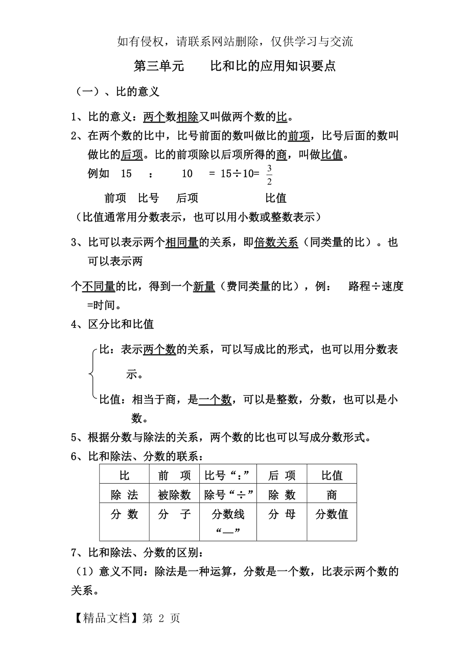 六年级比和比的应用知识点及相关应用共12页word资料.doc_第2页