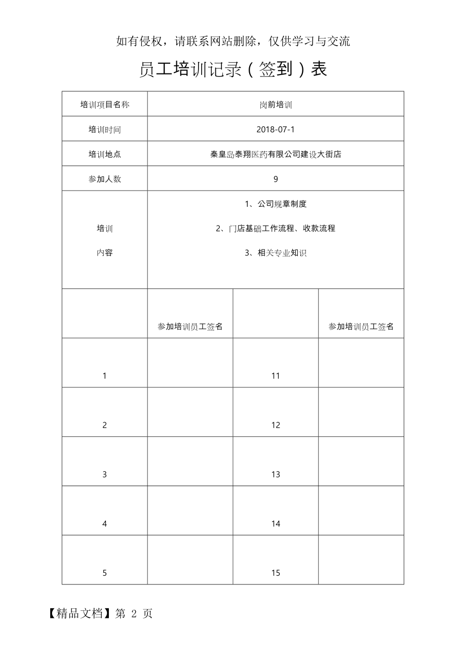 员工培训记录签到表(模板)3页word.doc_第2页