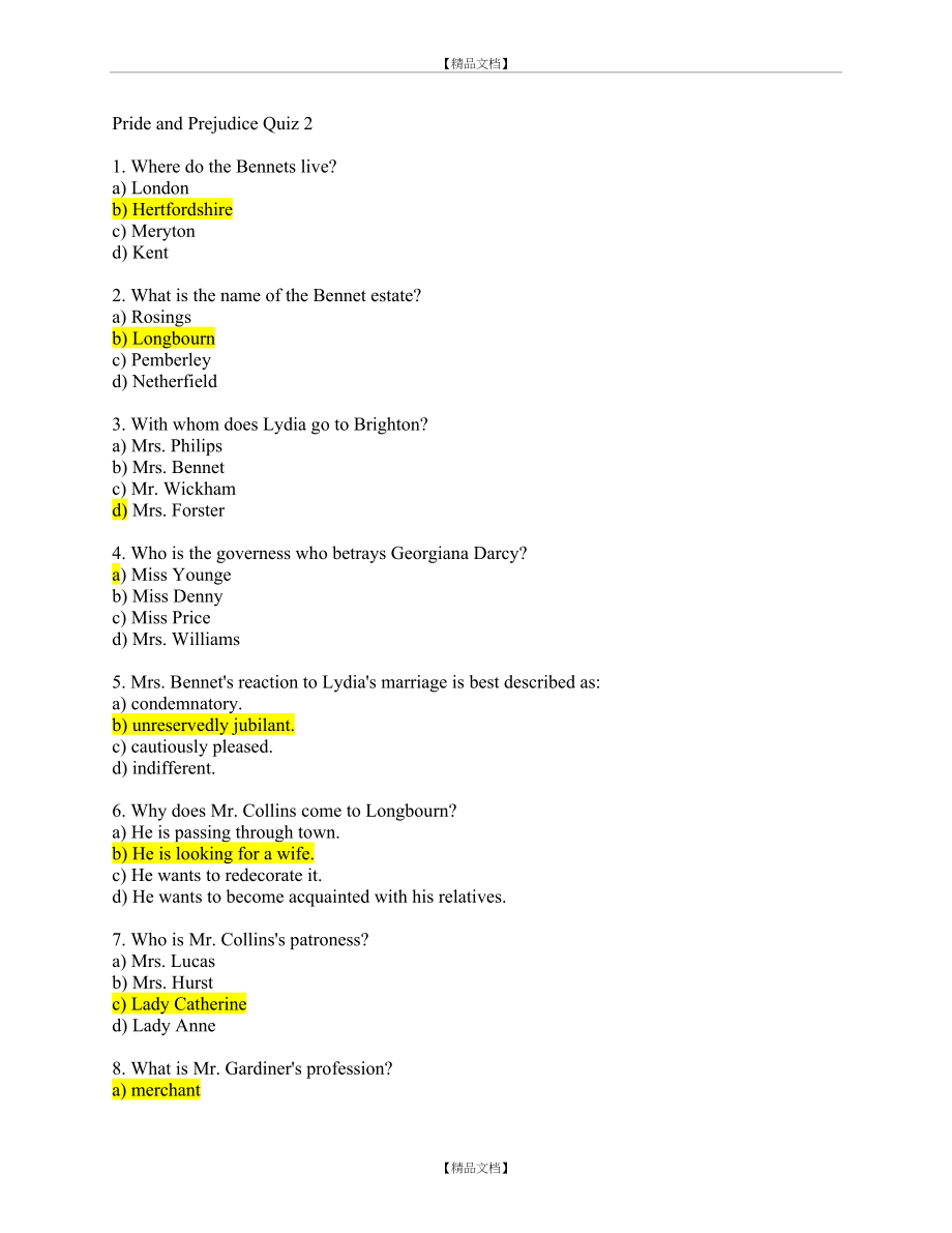 Pride and Prejudice读译网选择题.doc_第2页