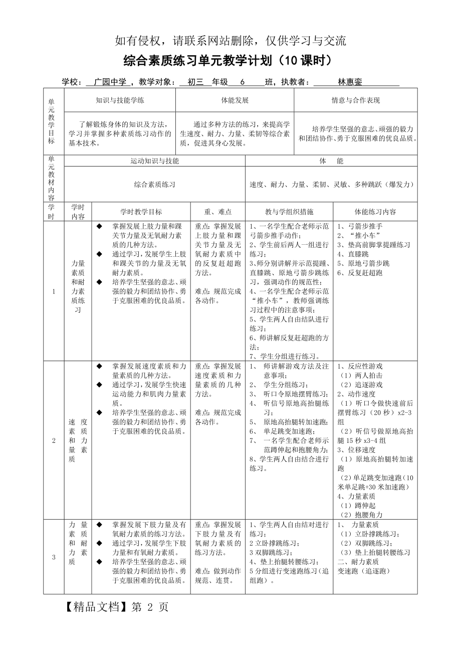 体能训练公开课教案word精品文档9页.doc_第2页